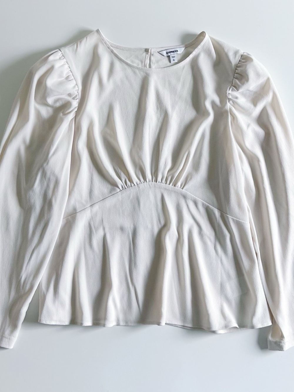 Express Cream White Peplum Corsette Style Blouse - L